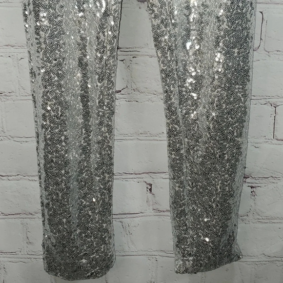 Tipsy Elves Silver Sequin High Waisted Leggings Women's Size L NWT - Picture 4 of 13